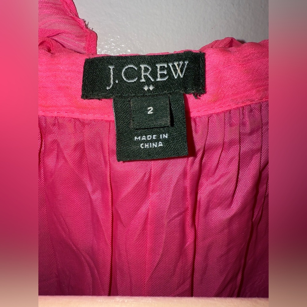 J. Crew Ruffled Lightweight Sleeveless Blouse Size 2 Hot Pink Preppy Spring - Picture 5 of 8